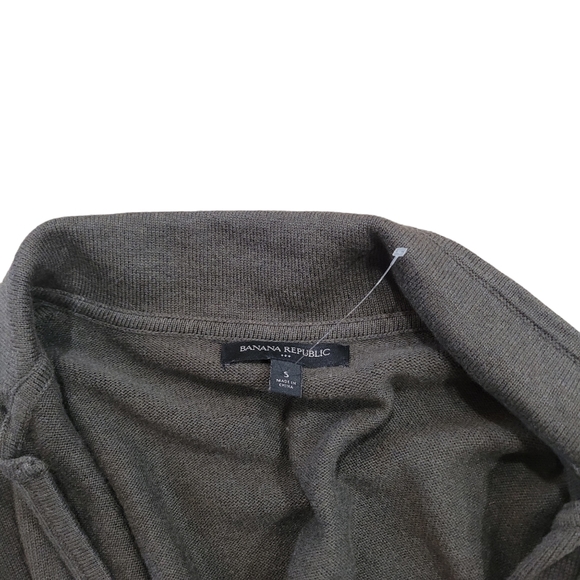 Banana Republic Long Open Cardigan Olive Green Cotton Blend Sleeves Pockets - Picture 6 of 6